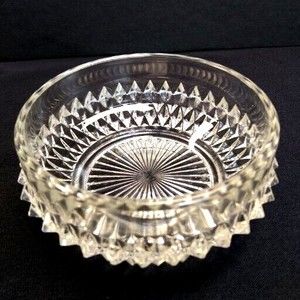 Indiana Glass Bowl Dish Diamond Point Candy Nut Berry Trinket Coaster Round VTG